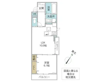 ヴィラバース(1LDK/1階)の間取り写真