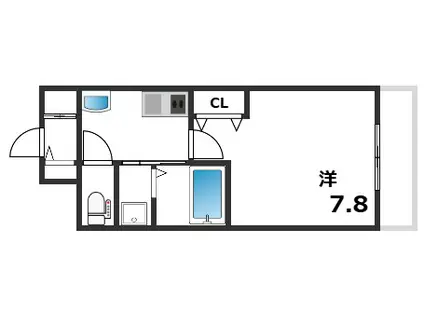 クリアパール垂水(1K/1階)の間取り写真