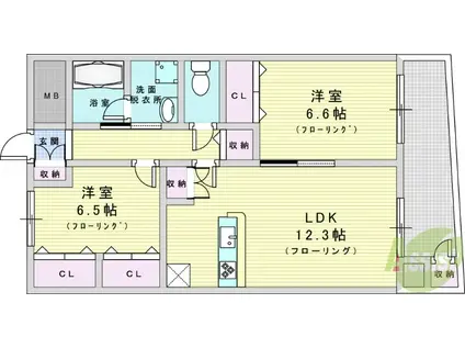 淀川ウエストタワー(2LDK/9階)の間取り写真