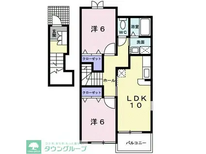 クレアトゥール B(2LDK/2階)の間取り写真