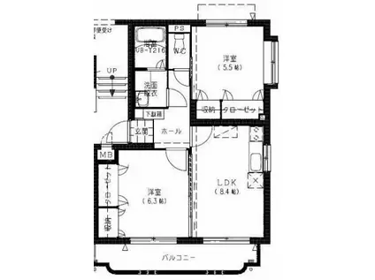 レジデンスハーモニーIIIA(2LDK/2階)の間取り写真
