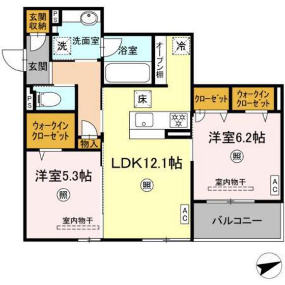 ボナール(2LDK/1階)の間取り写真