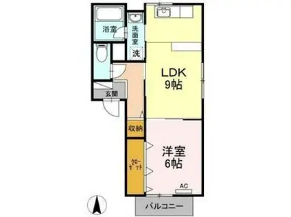アメニティ春日井(1LDK/2階)の間取り写真