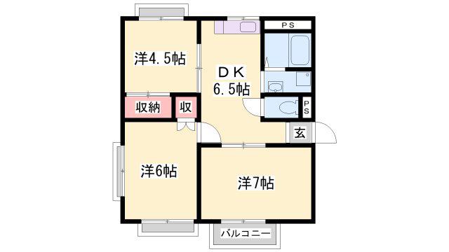 ヴェルディール(3DK/2階)の間取り写真