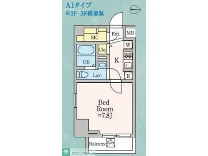 ドゥーエ西大島III(1K/4階)の間取り写真