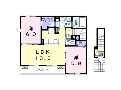 ティ・シュティルV(2LDK/2階)の間取り写真