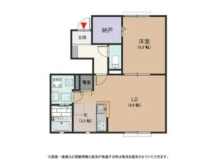 パーチェ B(1LDK/1階)の間取り写真