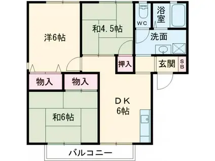 エステート桃山II(3DK/2階)の間取り写真