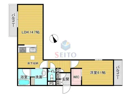 ラ メゾン 大門(1LDK/1階)の間取り写真
