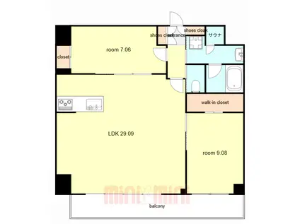 プレジオ西宮北口(2LDK/2階)の間取り写真