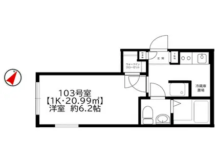 TRYM横浜生麦(1K/1階)の間取り写真