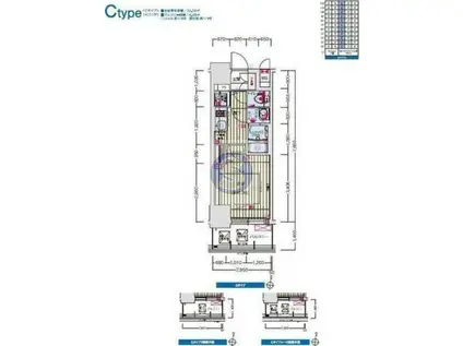 プレサンス大阪ゲートシティ(1K/7階)の間取り写真