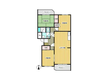 メゾンドレコール(3LDK/2階)の間取り写真