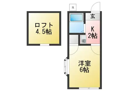 サンハイツ山下(1K/2階)の間取り写真