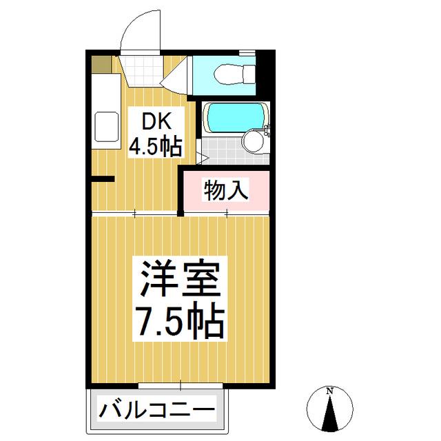 オリンピア川中島(1DK/2階)の間取り写真