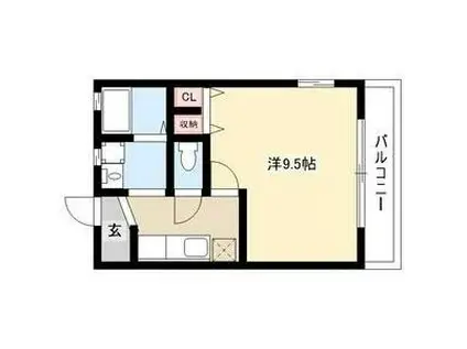 フォーブル平和が丘(1K/2階)の間取り写真