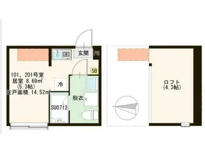 TERRACE SAINT HONORE(ワンルーム/2階)の間取り写真