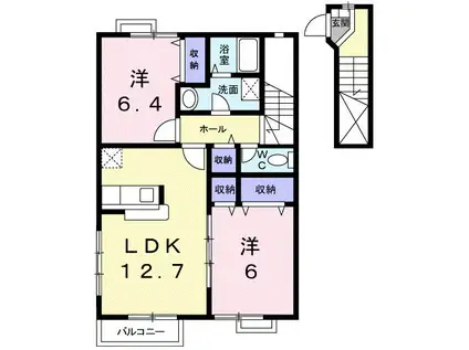 サンライト国分寺A(2LDK/2階)の間取り写真