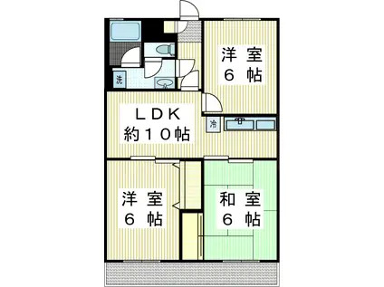 三竹コーポ(3LDK/3階)の間取り写真