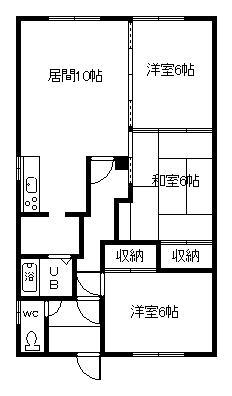 富岡マンション(3LDK/2階)の間取り写真