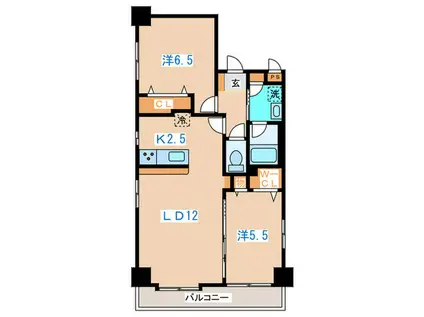 RADIA近代美術館前(2LDK/2階)の間取り写真