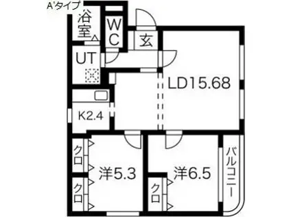 VEST LIFE21(2LDK/4階)の間取り写真