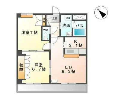 フォレストカワハラ(2LDK/3階)の間取り写真
