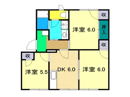 ボーヴィラージュ和田(3DK/1階)の間取り写真