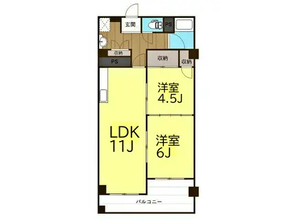 セントラルビル(2LDK/6階)の間取り写真