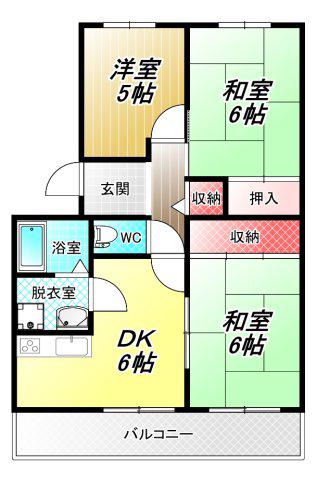 サンライズ青山(3DK/3階)の間取り写真