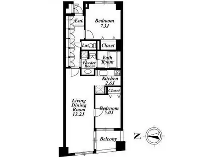KDXレジデンス半蔵門(2LDK/2階)の間取り写真