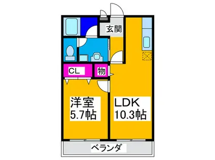 カンターレ鴬谷I番館(1LDK/2階)の間取り写真