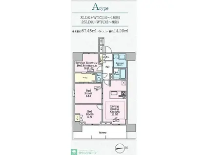 ラグゼナ八王子寺町(3LDK/10階)の間取り写真