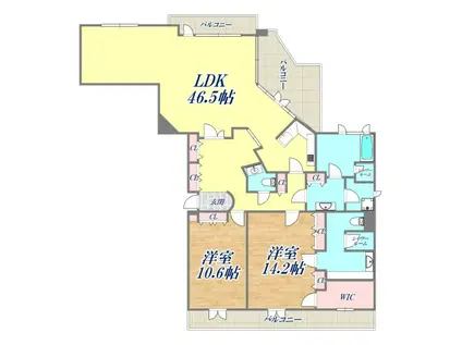 ピュールエクセランス芦屋(2LDK/3階)の間取り写真