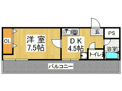 サニーパレス神陵台(1DK/3階)の間取り写真