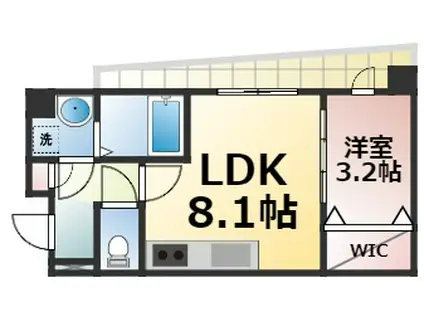 LUXE布施北III(1LDK/8階)の間取り写真