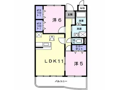 チェリー・グラディオII(2LDK/1階)の間取り写真