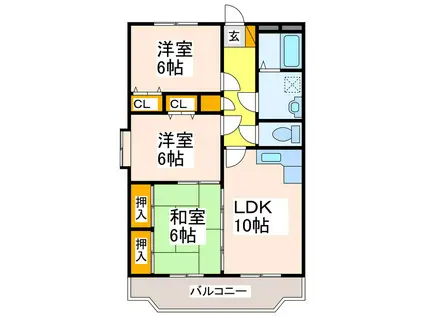 ファインフィールドK(3LDK/1階)の間取り写真