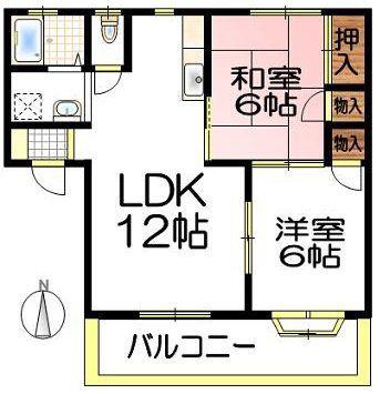 ランドパーク東手城(2LDK/2階)の間取り写真