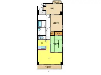 フレンドビル21(3LDK/8階)の間取り写真