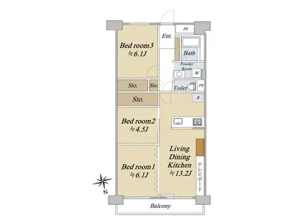 新松戸中央パークハウスB棟(3LDK/11階)の間取り写真