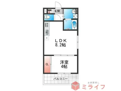 TIO RUHE(1LDK/3階)の間取り写真