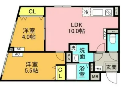 G.T.A. 中野坂上(2LDK/1階)の間取り写真