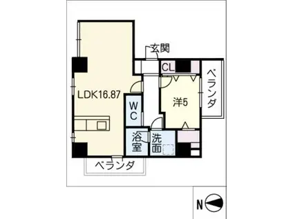 C・P・PURE隼人町(1LDK/7階)の間取り写真