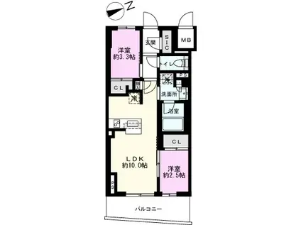 テラス北千住(2LDK/5階)の間取り写真