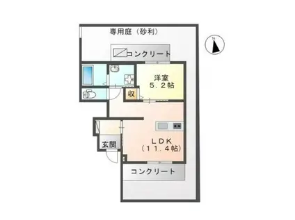 パラドール(1LDK/1階)の間取り写真