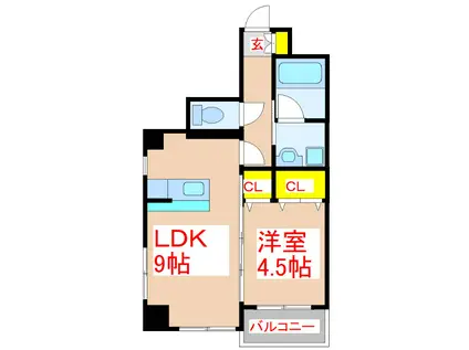 さくらヒルズマリンポート(1LDK/4階)の間取り写真