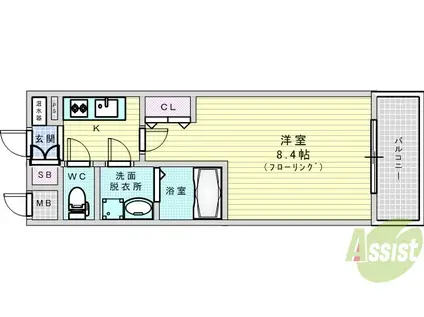 エスリード江坂公園(1K/11階)の間取り写真