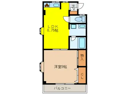 パールテラス(1LDK/3階)の間取り写真