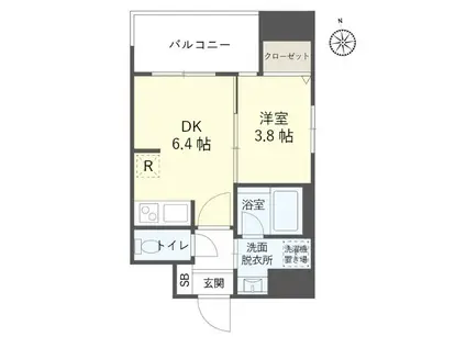 タワーズ香椎駅前(1DK/10階)の間取り写真